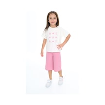 Toontoy Kids Toontoy Kız Çocuk Garnili Heart Baskılı Kaprili Takım Gül Kurusu