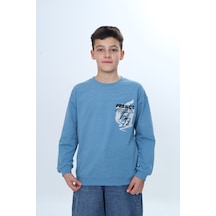 Toontoy Kids Toontoy Erkek Çocuk Göğüsü Tnty Yazı Baskılı Sweatshirt Mavi