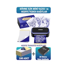 Aımo Mr3 Bluetooth Dövme Stencil Yazıcısı Kablosuz Termal Transfer Yazıcı 100 Adet + 30 Metre Rulo Hediyedir