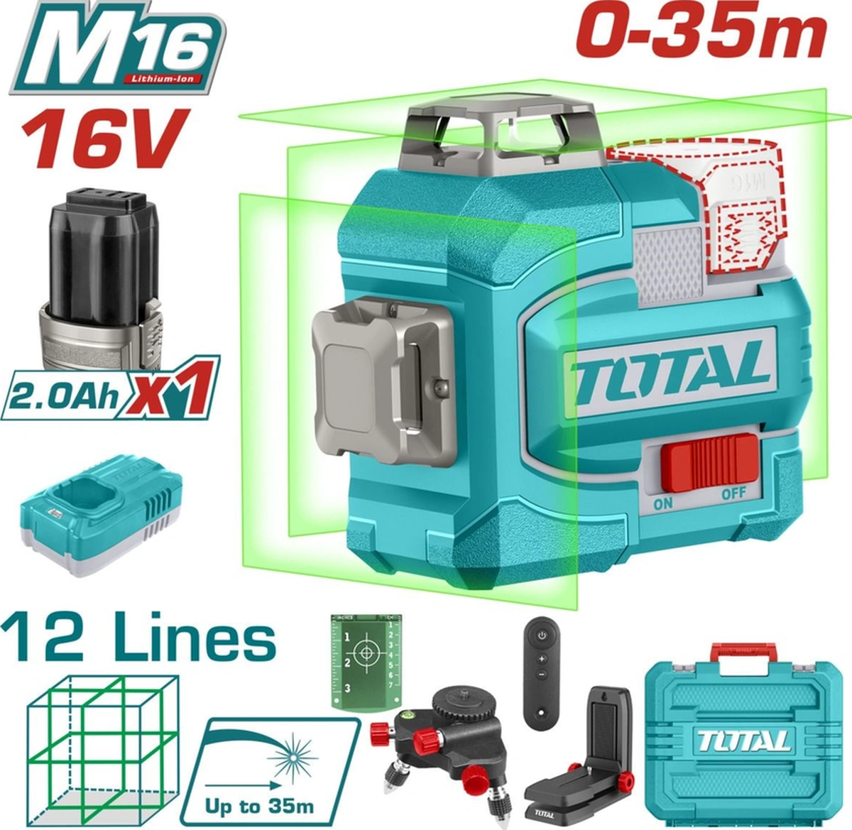Total Li-ion Akülü Lazer Hizalama Kumandalı Standlı Tam Takım Yüksek Kalite Tll301201e