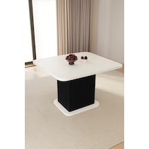 Kuzey 90x90x75cm 36mm Kalın Kenarlı Kare Beyaz Sütunlu Yemek Masası Sadece Masadır Siyah