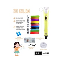 Sarı 3D Kalem 3D Pen Yazıcı Kalem – 20 Adet 5 Metrelik PLA Filament (Toplam 100M) + USB Kablo