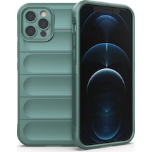 Apple iPhone  Uyumlu  12 Pro Kılıf Optimum Silikon - Koyu Yeşil Düz Renkli