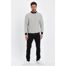 Alexander Gardi Alexandergardı Bisiklet Yaka Çizgili Sweatshirt E23-761a-erk Siyah - Beyaz