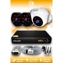 Elitcam 3 Kameralı Uzay 1 İç Kamera Set HDD'siz Full HD Gece Görüşlü Güvenlik Kamerası Sistemi