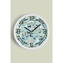 Sevimli Köpek Temalı Modern Duvar Saati - 35cm - Önü Camlı Beyaz Kasa - Sessiz Mekanizma-jh0103 Beyaz