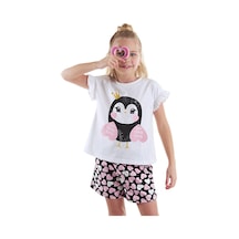 Denokids Tatlı Baykuş Kız Çocuk T-shirt Şort Takım Çok Renkli