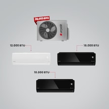 Arçelik 1+3 Multi Sistem 36100 MD Pro Dış Ünite 12 BTU Beyaz + 2 Adet 18 BTU Siyah İç Üniteler Duvar Tipi Klima