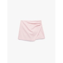 Koton Drape Detaylı Kruvaze Keten Mikro Şort Etek Pembe 6sak70251pw