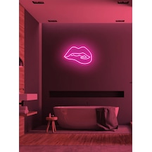Dudak Figürlü Neon Tabela Pembe