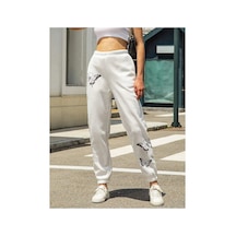 Tarzsokak Butterfly Print Elastic Waist 4 Mevsim Eşofman Beyaz