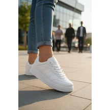 Enoch Kadın Spor Ayakkabı Delikli Detaylı Ve Hafif Comfort Düz Tabanlı Günlük Sneaker Beyaz