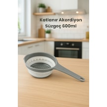 Katlanabilir Süzgeç, Saplı Akordiyon Süzgeç, Yer Kaplamaz Silikon Katlanır Süzgeç 600 Ml Gri Silikon Diğer