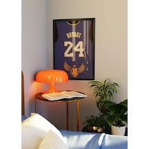 Kobe Bryant 24 Lakers Forma Tasarımlı Poster Tablo Siyah Çerçeveli