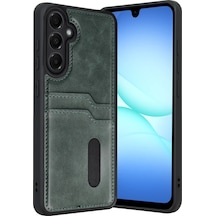 Samsung Galaxy Uyumlu - A57 5g Sara Kartvizitli Deri Kılıf - Yeşil