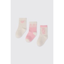 Panço Kız Bebek Beyaz 3'lü Soket Çorap 2612GB11008
