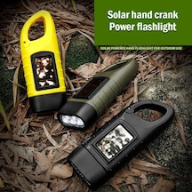 Mini Acil El Krank Dinamo Güneş Enerjili El Feneri Şarj Edilebilir Led Işık Lambası Dere Siyah