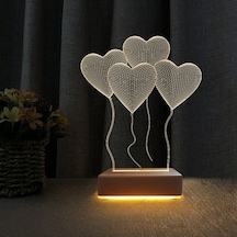 4 Kalp Tasarım Sevgili Hediyesi 3D Led Gece Lambası