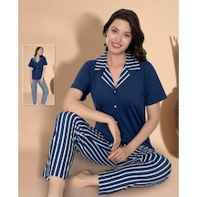 Boyraz Kadın Milan Boydan Düğmeli Kısa Kol İnce Pijama Takımı 11036 - 1 Adet 001