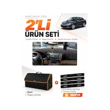Subaru Legacy B4 2003-2009 Uyumlu Torpido Örtüsü + Deri Bagaj Çantası + Sticker - Siyah Kahverengi