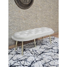 Zafir Ufo Oturak Bench - Gold Kaplama Sivriltme Ayak - Oturak - Bench - Puf - Yatak Ucu Pufu Krem