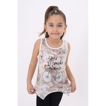 Toontoy Kids Toontoy Kız Çocuk Bisiklet Baskılı Atlet Ekru