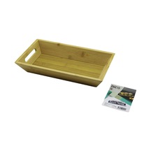 Dikdörtgen 16x30cm Derin 4.5cm Ahşap Bambu Sunum Tepsisi Çift Oyma Kulplu 5570 Çok Renkli