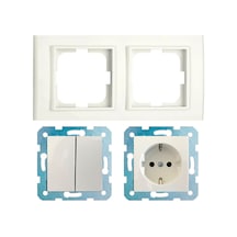 Ovivo Mina Beyaz Ikili Set - Komütatör - Topraklı Priz