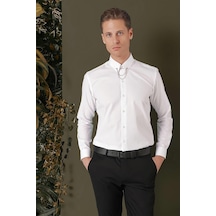 Efor Gk 707 Slim Fit Beyaz Klasik Gömlek Beyaz