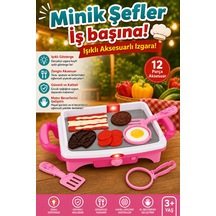 Işıklı Oyuncak Izgara Ve Mutfak Seti - 12 Parça Aksesuarlı Eğitici Evcilik Oyunu 3+ Yaş