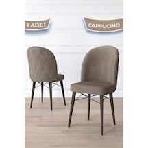 Canisa Bika Serisi 1 Adet Cappucino Mutfak Sandalyesi Ceviz Gürgen Ayaklı 1. Sınıf Babyface Kumaş Sandalye Cappucino Ayaklar Ceviz