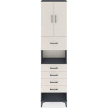 Arges Dolap 3 Raflı 5 Çekmeceli 2 Kapaklı 60x30x243 Antrasit-... Antrasit