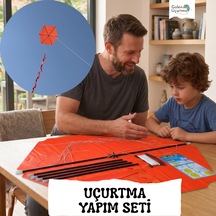 Uçurtma Yapım Seti / Naylon Altıgen / Plastik Çıtalı / Turuncu