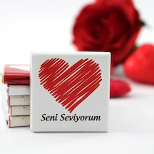 Dark Brown SENİ SEVİYORUM Yazılı Madlen Çikolata Bitter ve Sütlü 48 Adet