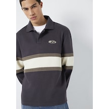 Mavi - Mavi Jeans Nakışlı Polo Yaka Antrasit Sweatshirt 0s10575-70101 Antrasit