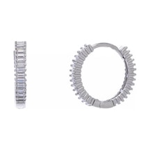 Nagıss 18 MM Halka Baget Taşlı 925 Ayar Gümüş Kadın Küpe