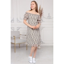 Kadın Madonna Yaka Çıtır Desenli Şifon Elbise 3903/95 001