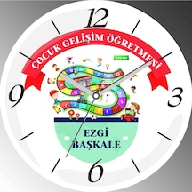 Kişiye Özel Çocuk Gelişim Öğretmeni İ Çap 30cm Sessiz Akar Bombeli Gerçek Cam Duvar Saati Çok Renkli