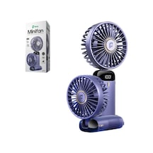 Feny Fn-f30 Mavi Kademeli Ultra Sessiz Led Göstergeli Katlanabilir Şarjlı 1200mah Mini El Fanı