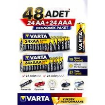 Aa + Aaa Pil 48'lı Set 24 Aa + 24 Aaa 1.5v Ekonomik Toplu Paket Çinko Karbon