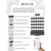 32 Kameralı Set 5 Mp Sony Lensli Full Hd Kamera Seti 500 Gb Hdd