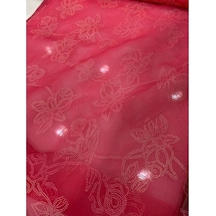 Organze Tül Altın Varaklı Mercan Kırmızı En 150 Cm (551712077)