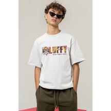 One Piece Luffy Logo Beyaz Tişört