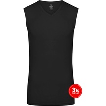SAM Erkek Modal V Yaka Kolsuz Tshirt 3'lü Paket - Siyah