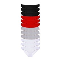 12 Adet Süper Eko Set Likralı Kadın Slip Külot Siyah Kırmızı Gri Beyaz Standart
