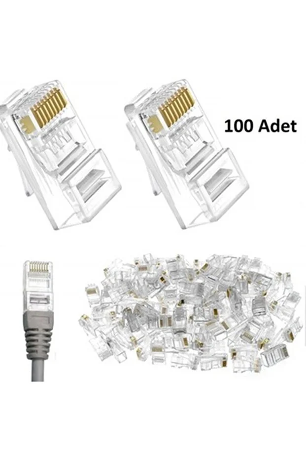 100 Adet 100 Tane Rj45 Cat5 Cat6 Ethernet Internet Kablo Soketi Konnektörü 8p8c Rj45 Jack Utp Jak Uç