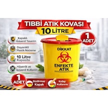 Tıbbi Atık Kovası 10 Litre 1 Adet Kapaklı Tıbbi Atık Kutusu Enfekte Atık Kovası Belirtilmemiş