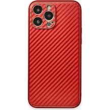 Newface - 844 - Apple iPhone Uyumlu 13 Pro Kılıf Coco Karbon Silikon - Csmo-tex - - Kırmızı