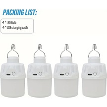 Userfriendly11 Lihangstar 4 Adet Usb Şarjlı Kamp Lambası Asma Kancalı 200 Lümen Beyaz beyaz