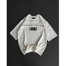 Baskılı Unisex Günlük Stil Beyaz Bisiklet Yaka Oversize Tişört